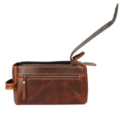 KomalC toiletry bag YKK zipper closeup shows secure closure and refined finish