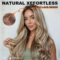 KOME ash blonde wig hd lace color emphasizes realistic color from every angle.