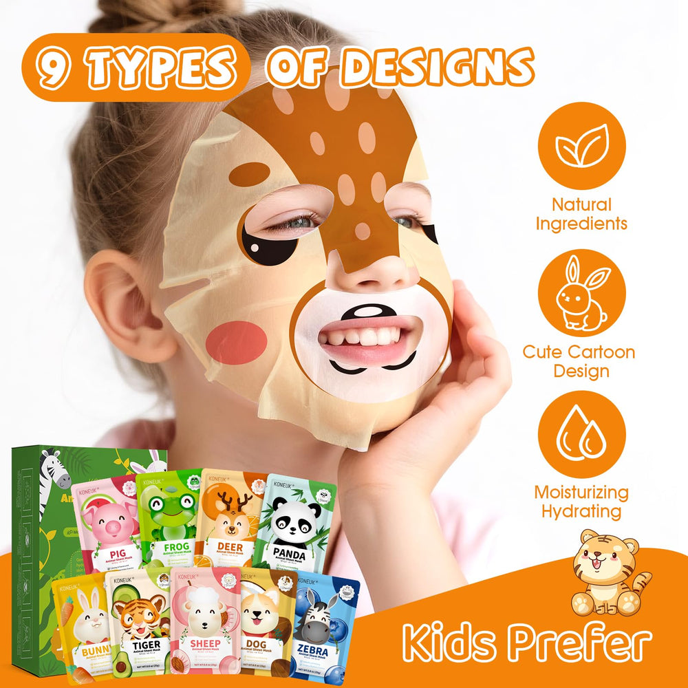 KONEUK tiger face mask for kids, bold design with collagen hydration