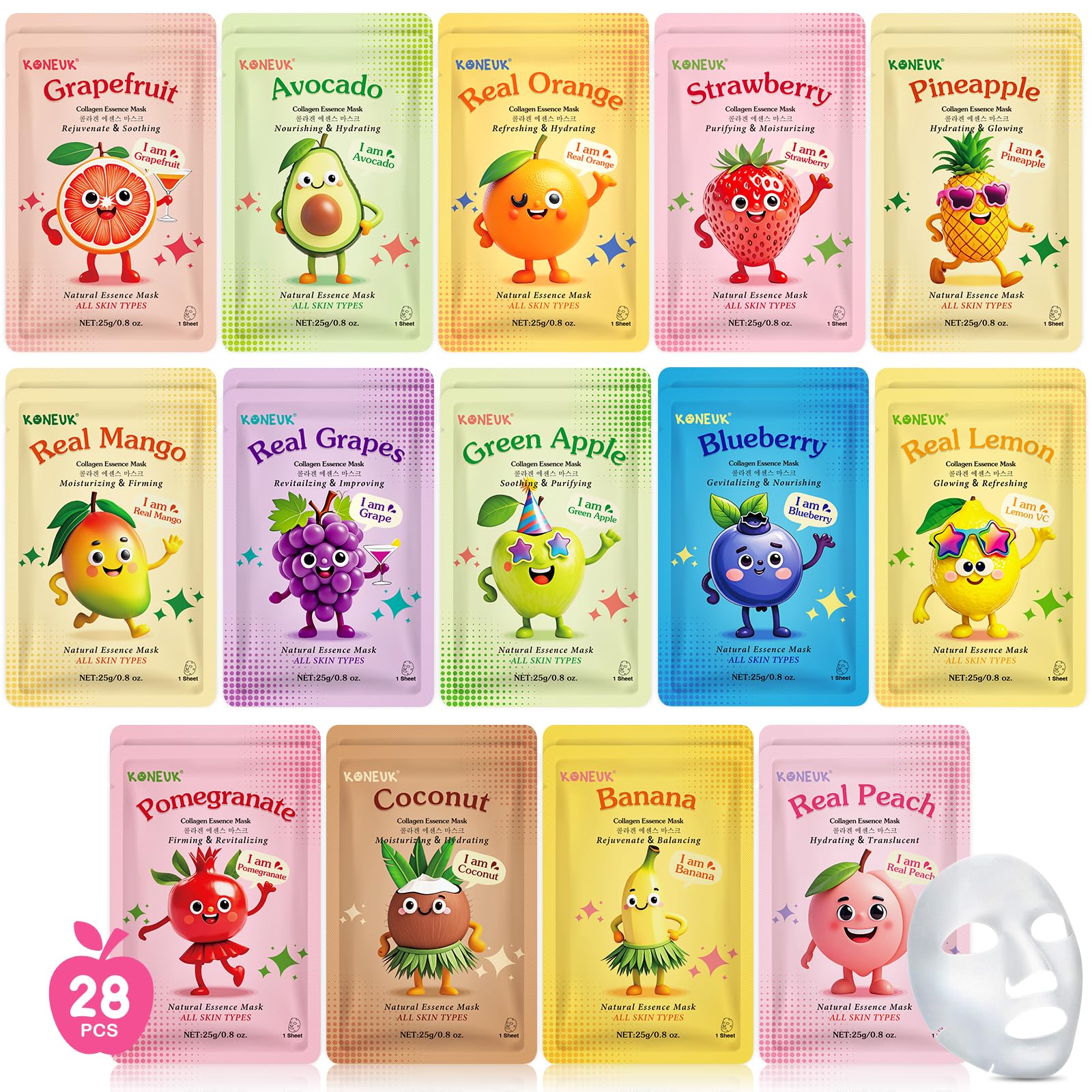 KONEUK strawberry-design mask for daily hydration and gentle soothing