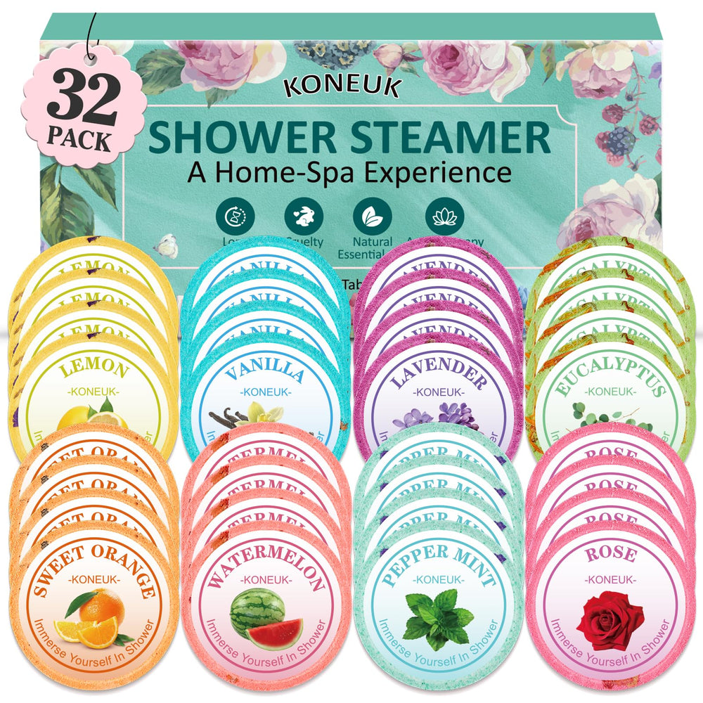 KONEUK 32-pack shower steamers assortment for versatile at-home spa experiences