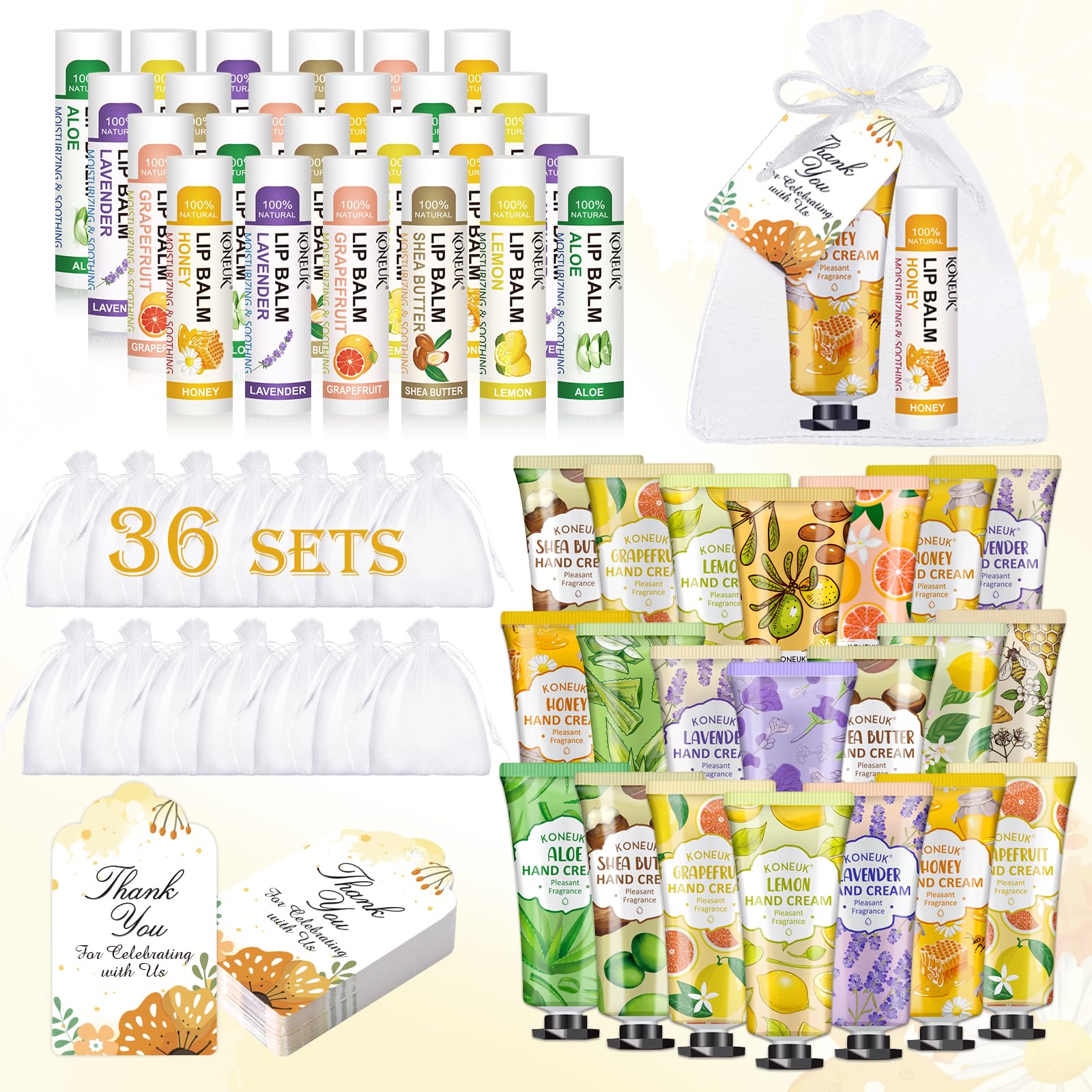 KONEUK 36-pack hand cream bulk assortment for gifting and daily care