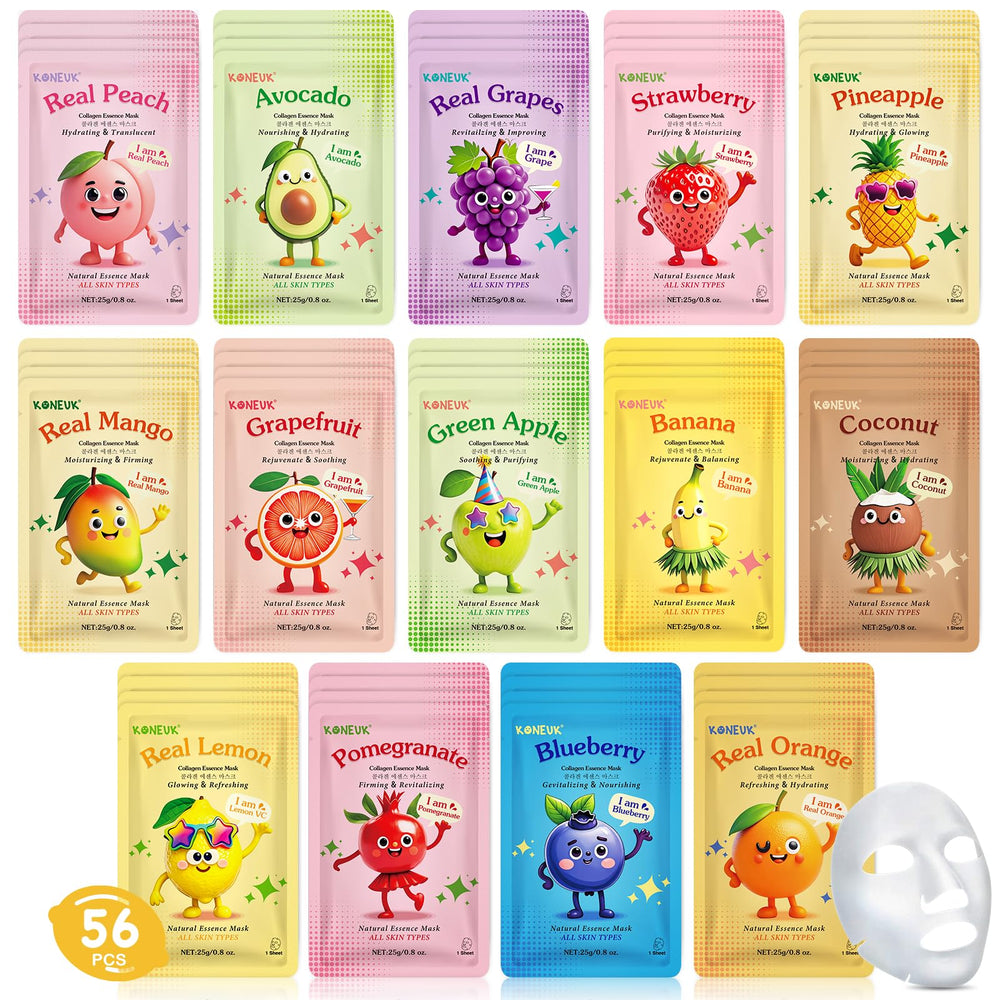 KONEUK 56-pack fruit collagen masks packaging ideal for bulk gifting