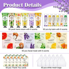 KONEUK 60-pack hand cream set featuring six scents for soft, hydrated hands