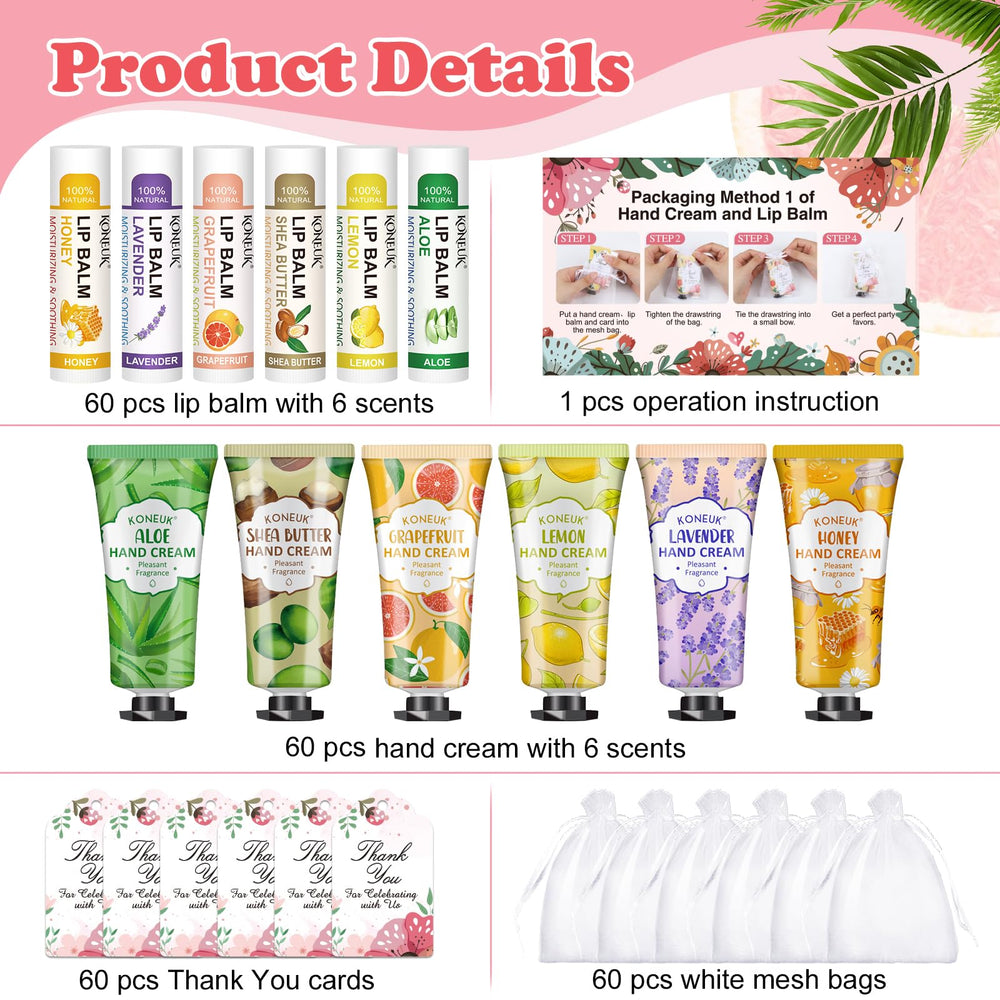 KONEUK 60-pack lip balm bulk set, compact and portable for on-the-go protection.