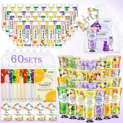 KONEUK 60-pack lip balm set with assorted flavors for daily moisture and gift-giving