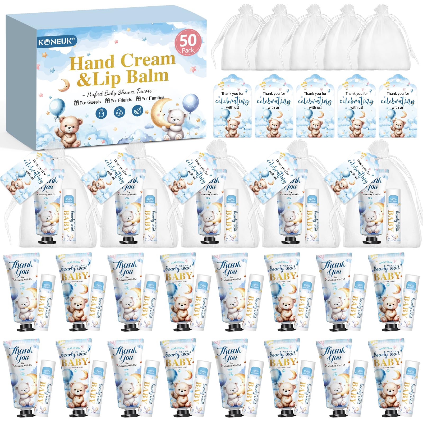 KONEUK bear lip balm pack with coconut scent for easy, on-the-go hydration.