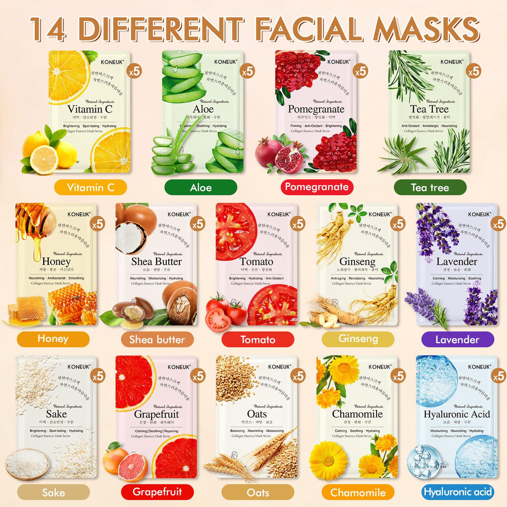 KONEUK bulk face-masks display promotes easy at-home hydration and care.