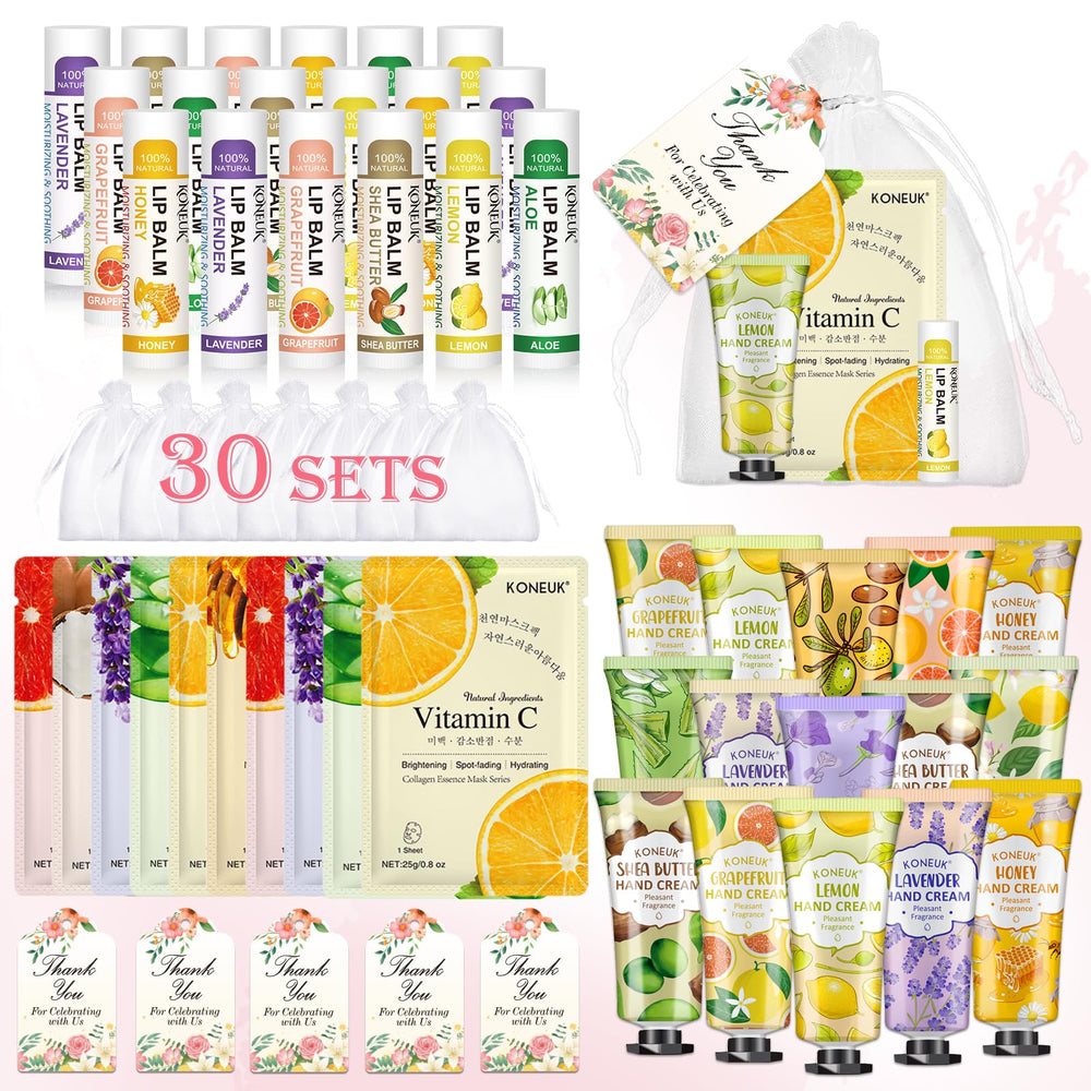 KONEUK bulk facial mask assortment with six scents for guest gifts and skincare rituals.