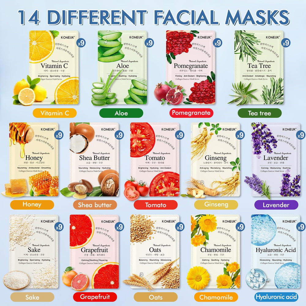 KONEUK face masks variety in colors and fragrances offers a colorful at-home skincare routine.