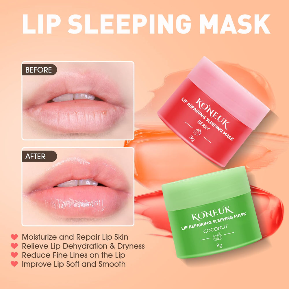 KONEUK lip sleeping mask jar closeup showing creamy texture for deep hydration.
