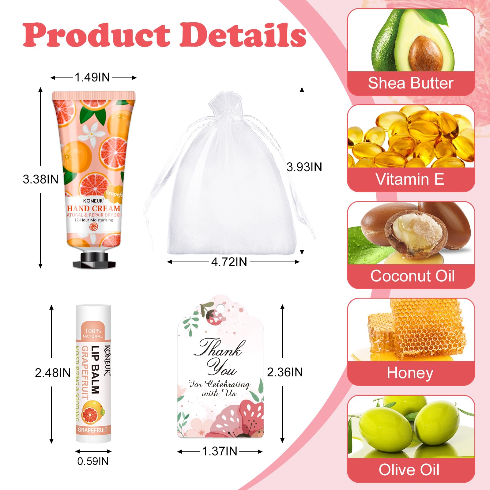 KONEUK organza gift bags included with each set for presentable party favors.