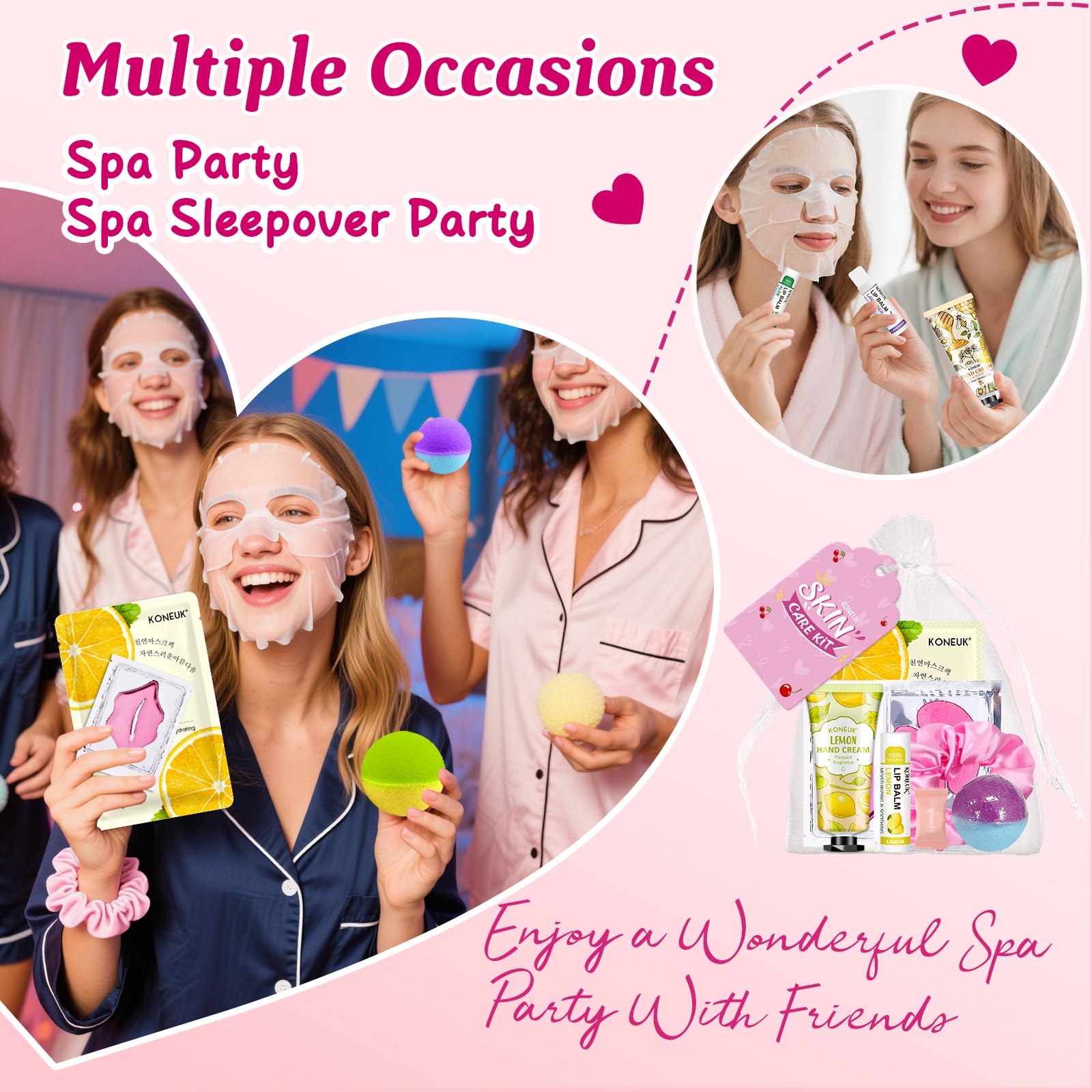 KONEUK spa party kit under-eye-patches soothe tired eyes during a pampering session.