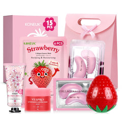 KONEUK strawberry skincare kit box showcasing gift-ready packaging for teens.
