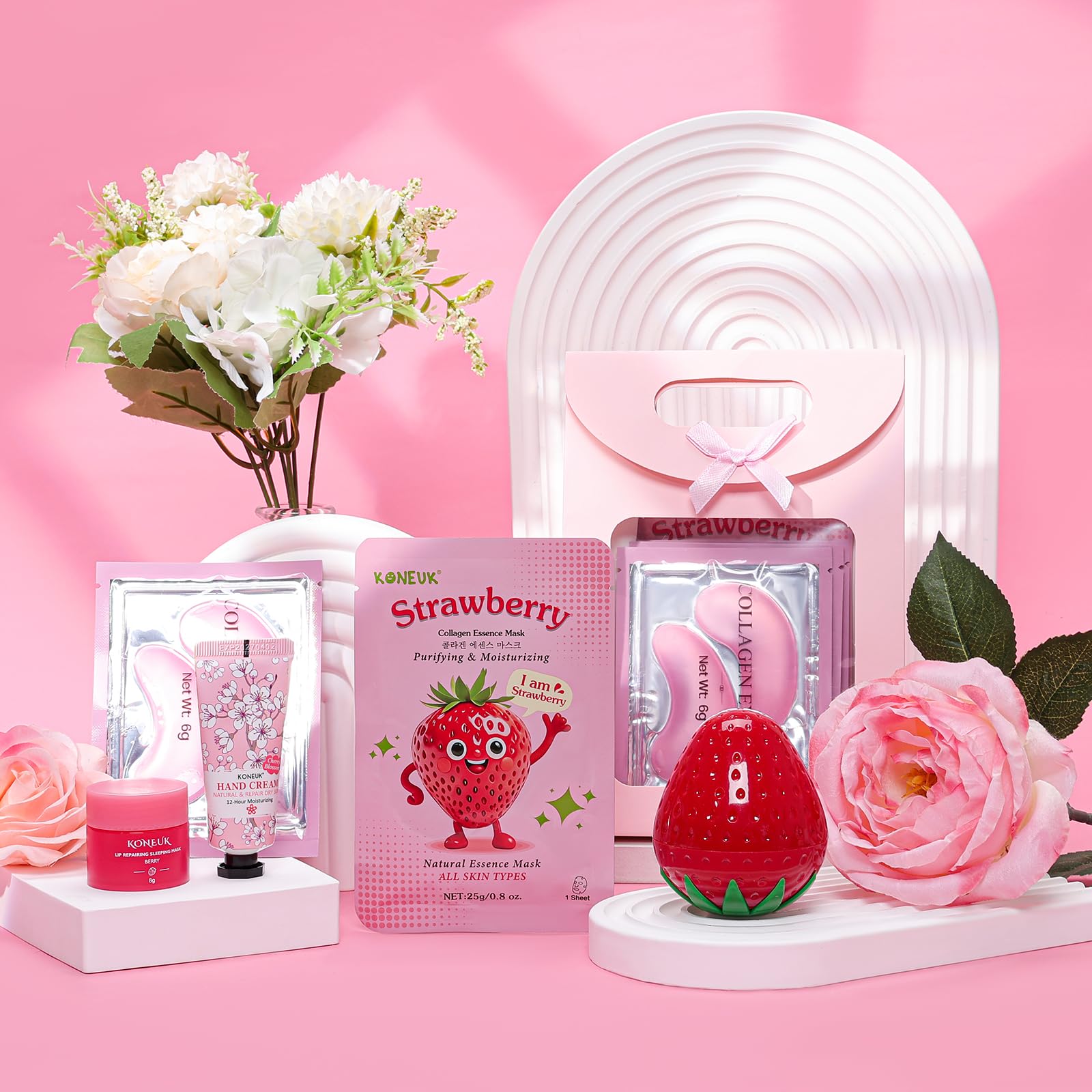 KONEUK strawberry skincare kit gift box ideal stocking stuffer or small gift.