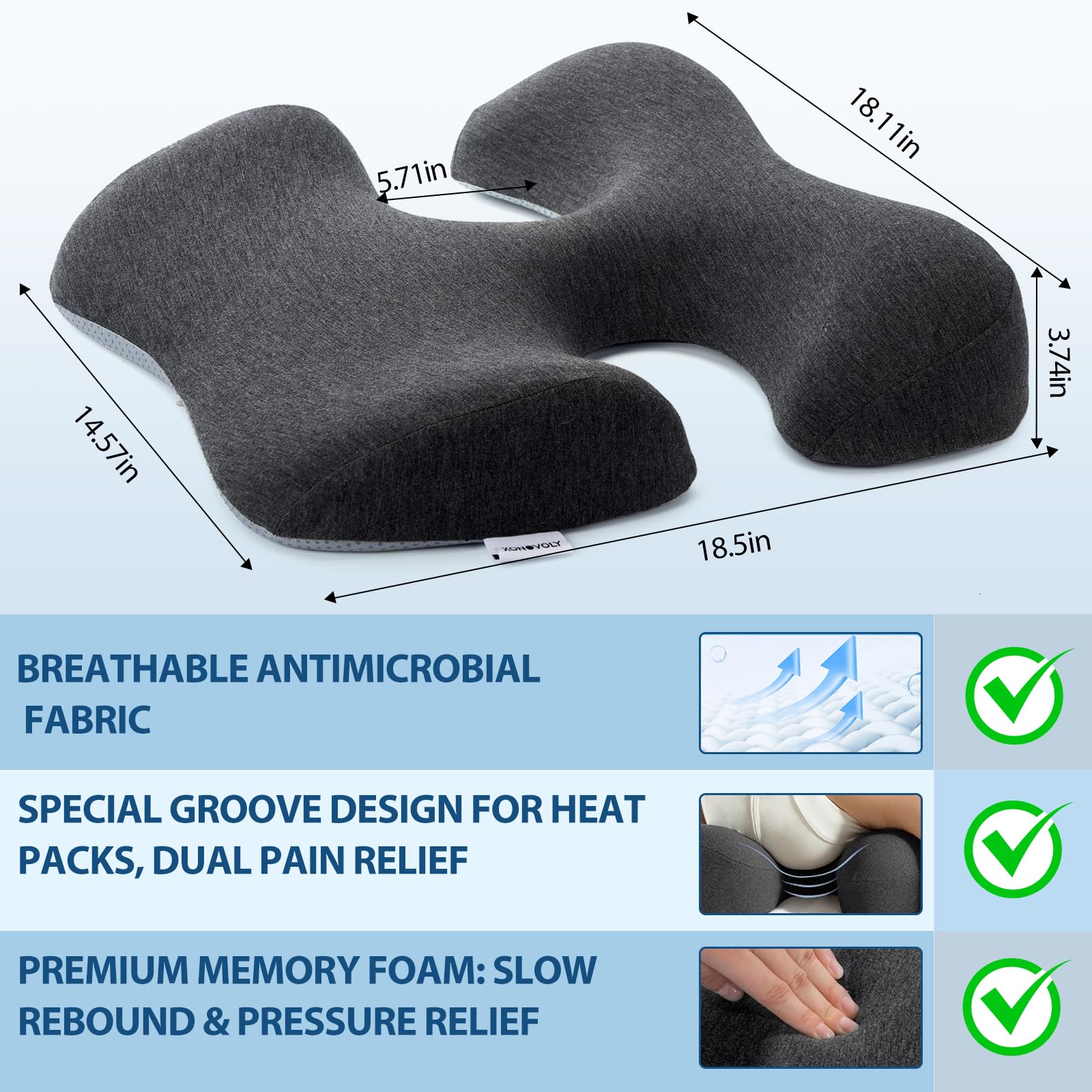 KONOVOLY face-down pillow with non-slip bottom keeps you stable during massage or sleep