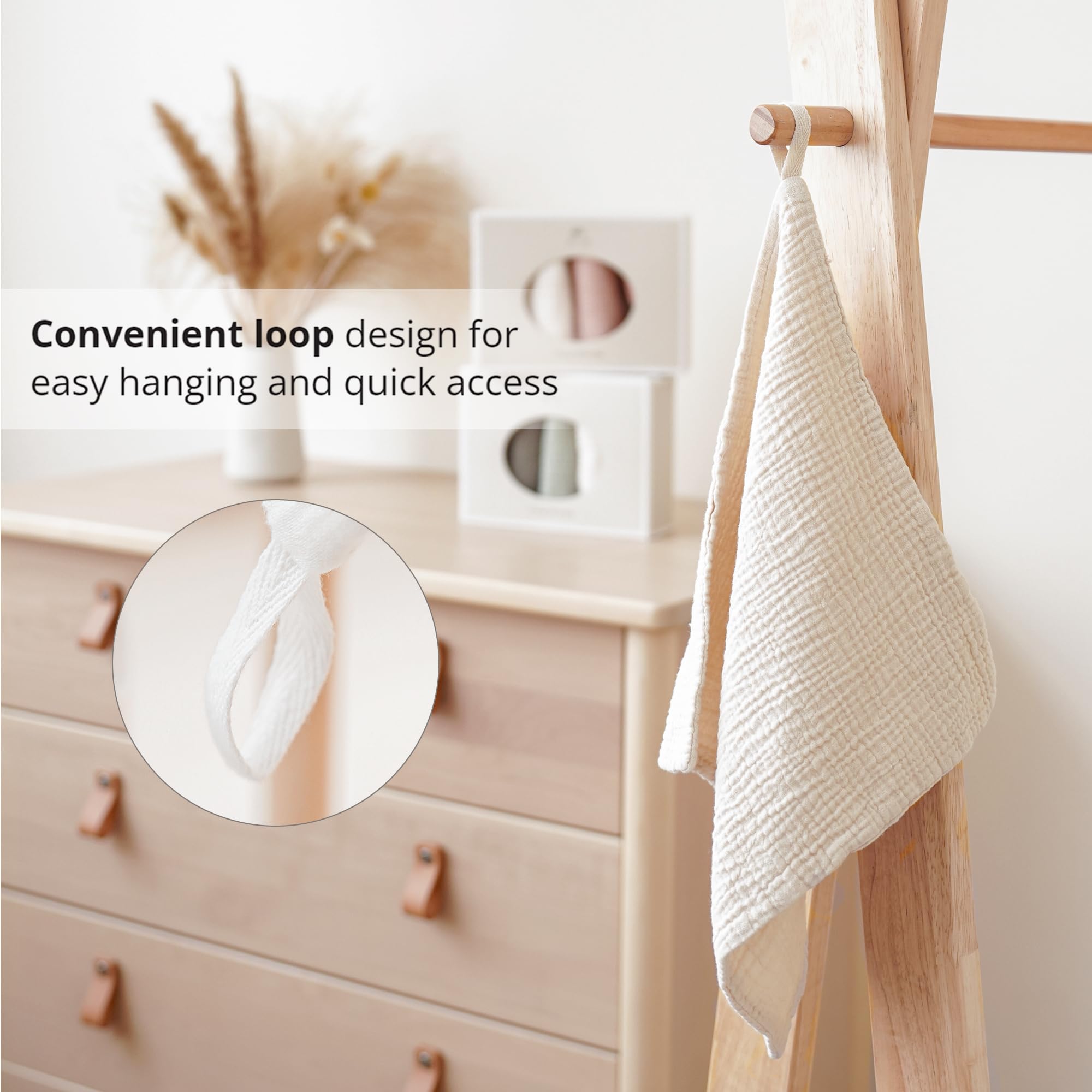 Konssy face cloths easy-dry loop highlights quick-dry convenience.