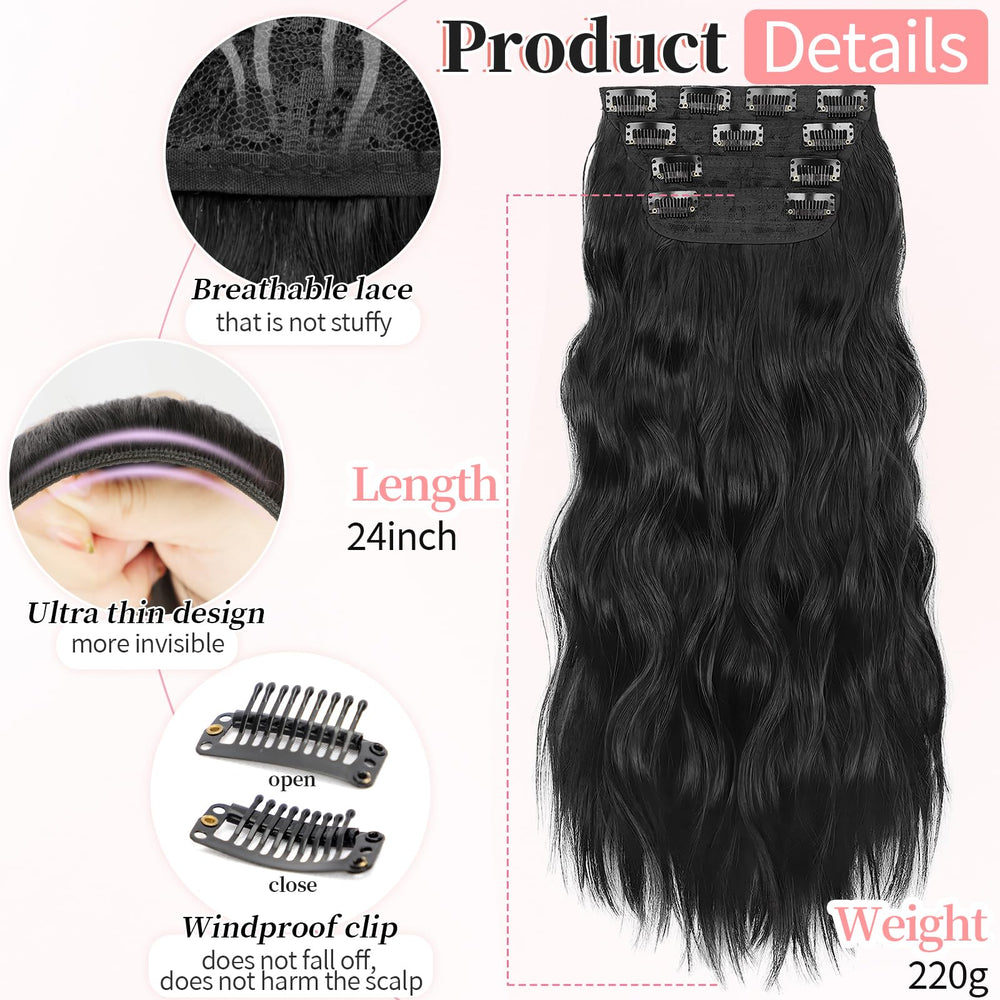 KooKaStyle clip-in extensions long-wavy 24in shows length boost