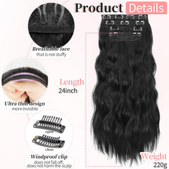 KooKaStyle clip-in extensions long-wavy 24in shows length boost