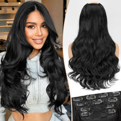 Kookastyle clip-in extensions 20in layered curly pack front view for volumized styling