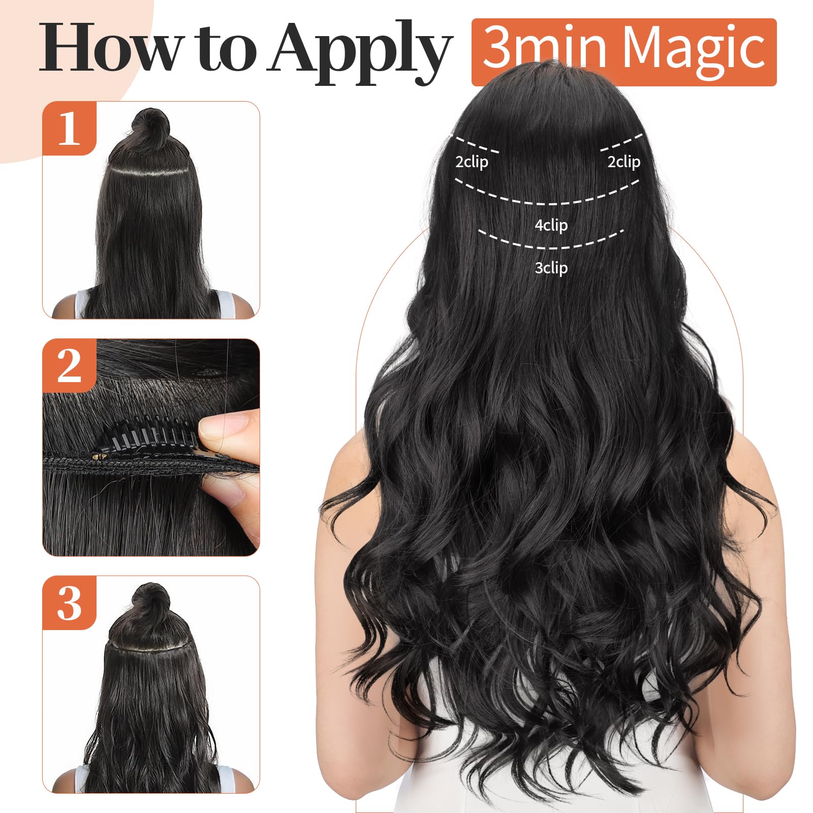 Kookastyle clip-in extensions 20in lightweight design reduces scalp pressure