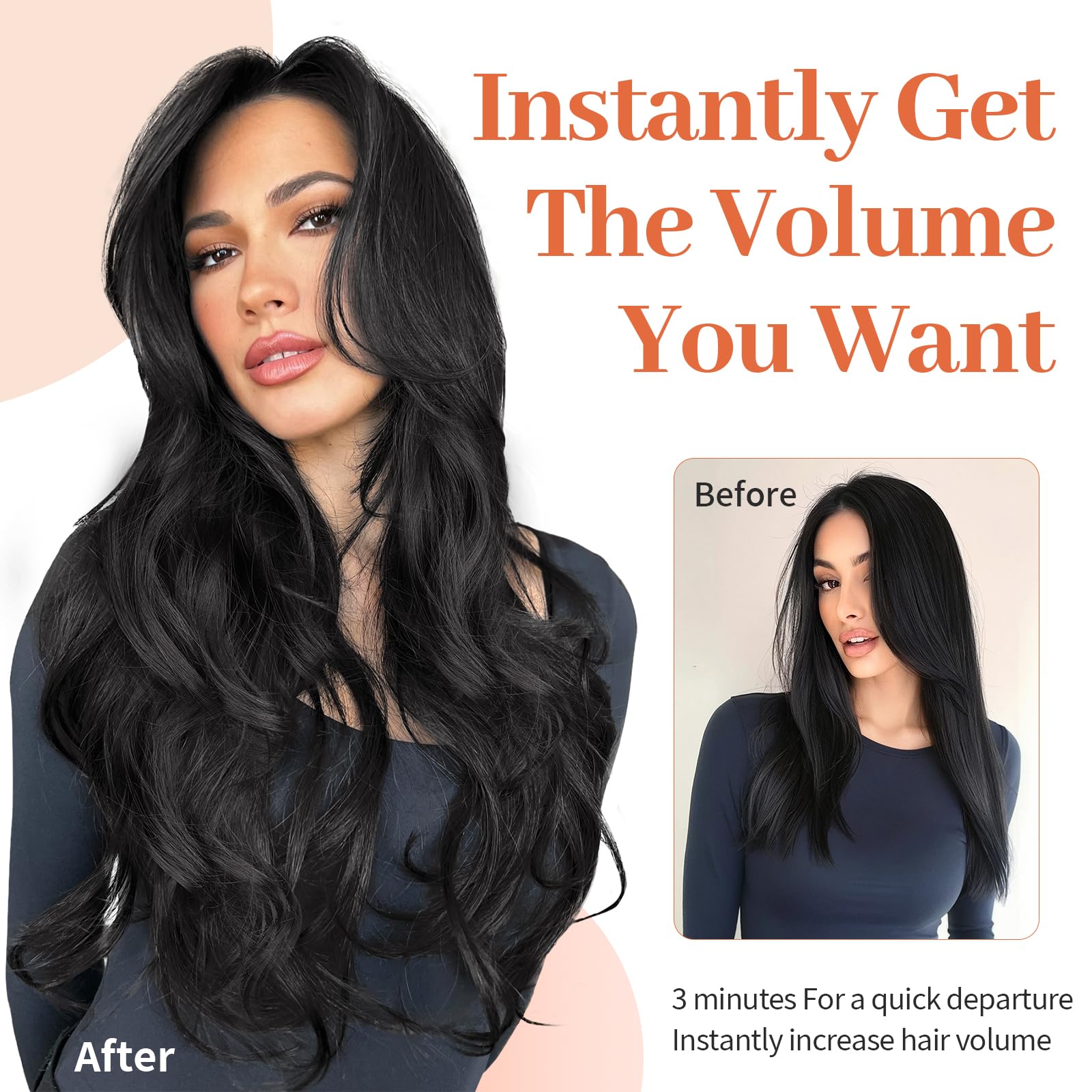 Kookastyle clip-in extensions 20in natural black color blends with dark hair