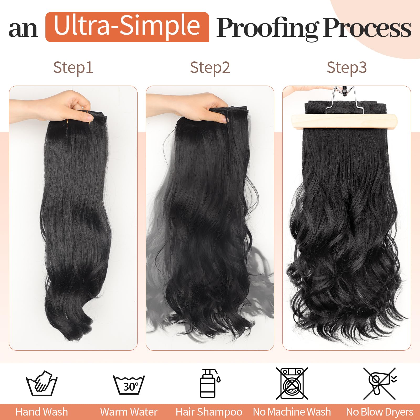 Kookastyle clip-in extensions 20in worn on head for instant hairstyle change