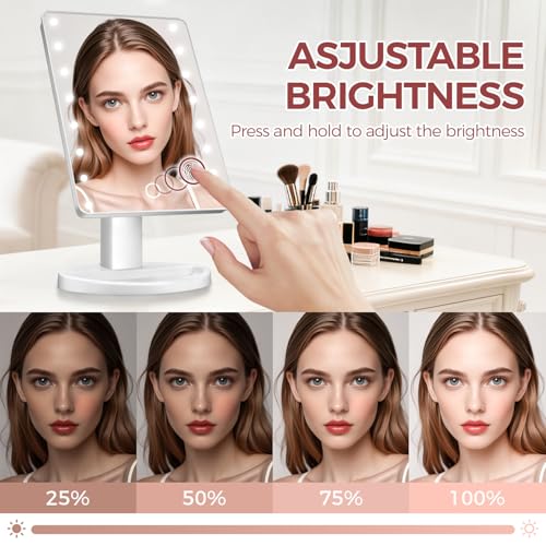 KOOKIN vanity mirror 180-degree rotation enables adaptable viewing angles
