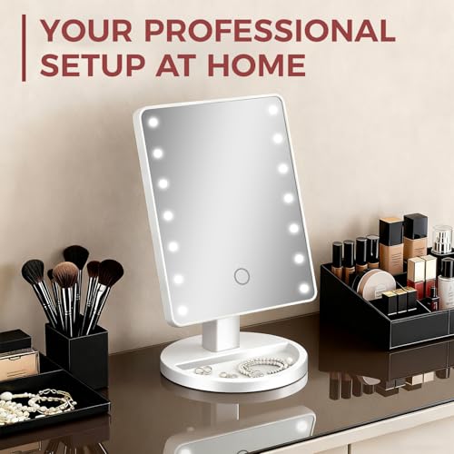 KOOKIN vanity mirror brightness control demonstrates adjustable brightness for day or night routines