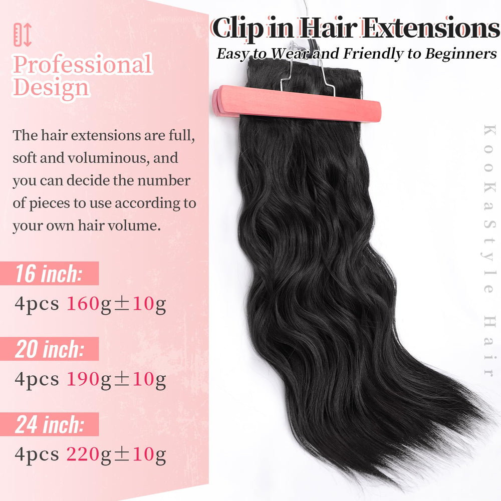 KooKaStyle clip-in extensions back view reveals full silhouette and waves.