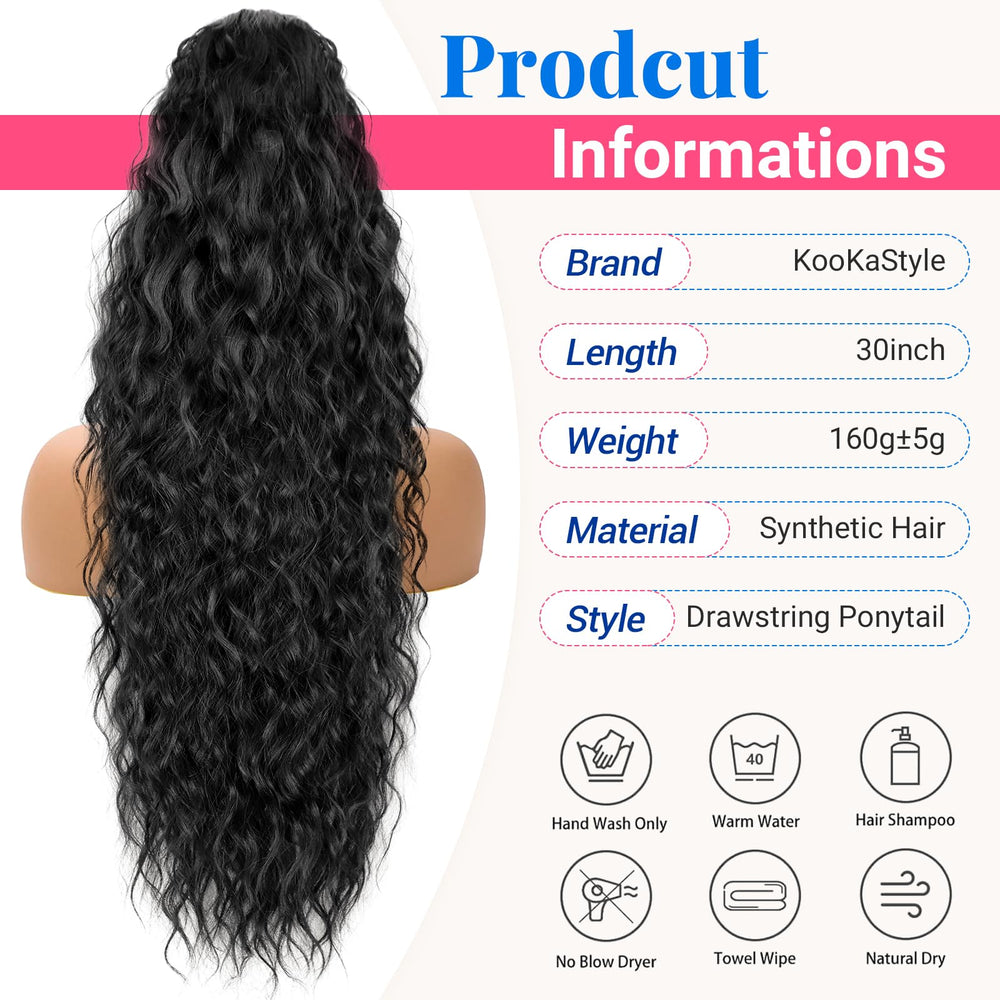 KooKaStyle drawstring pony tail wear demonstrates quick secure fit with two combs.
