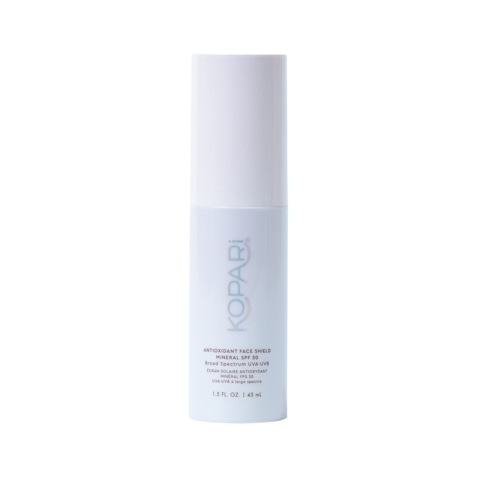 Kopari Antioxidant Face Shield SPF 30 bottle front showing sheer protection.