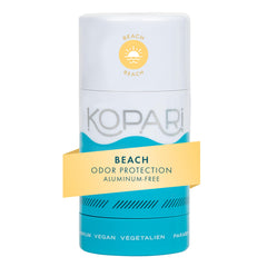 Kopari Beach 2oz deodorant bottle offers long-lasting, aluminum-free protection.
