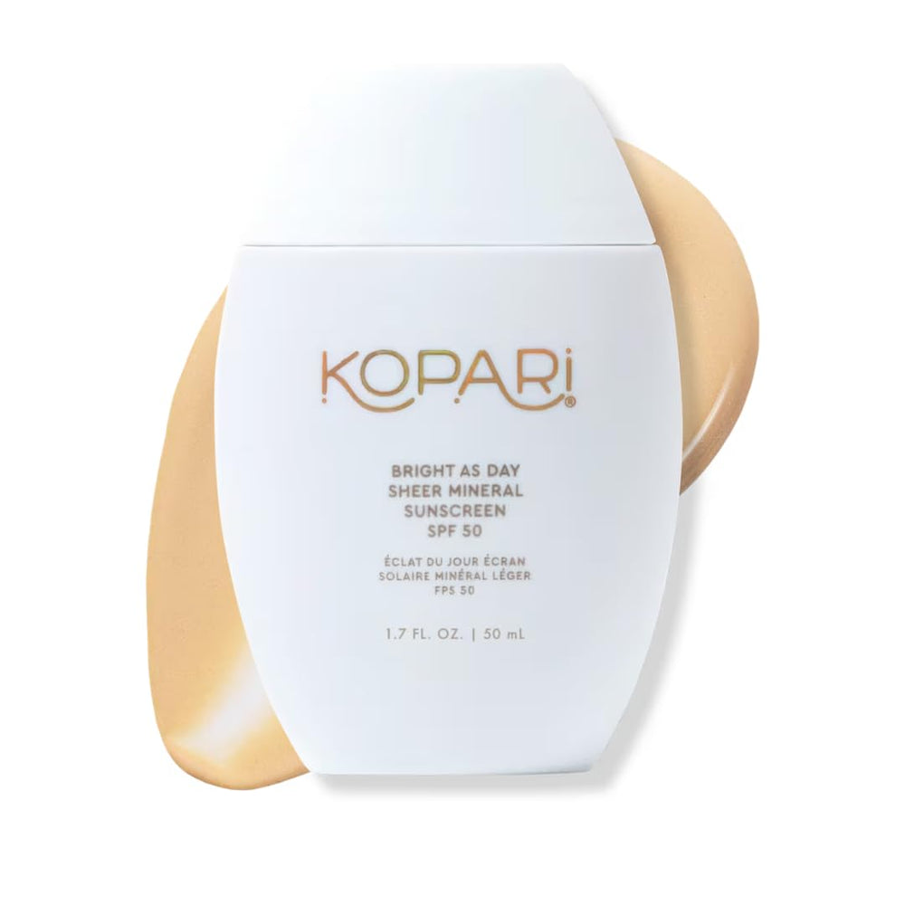Kopari Bright as Day sunscreen bottle front for daily SPF protection and sheer glow.
