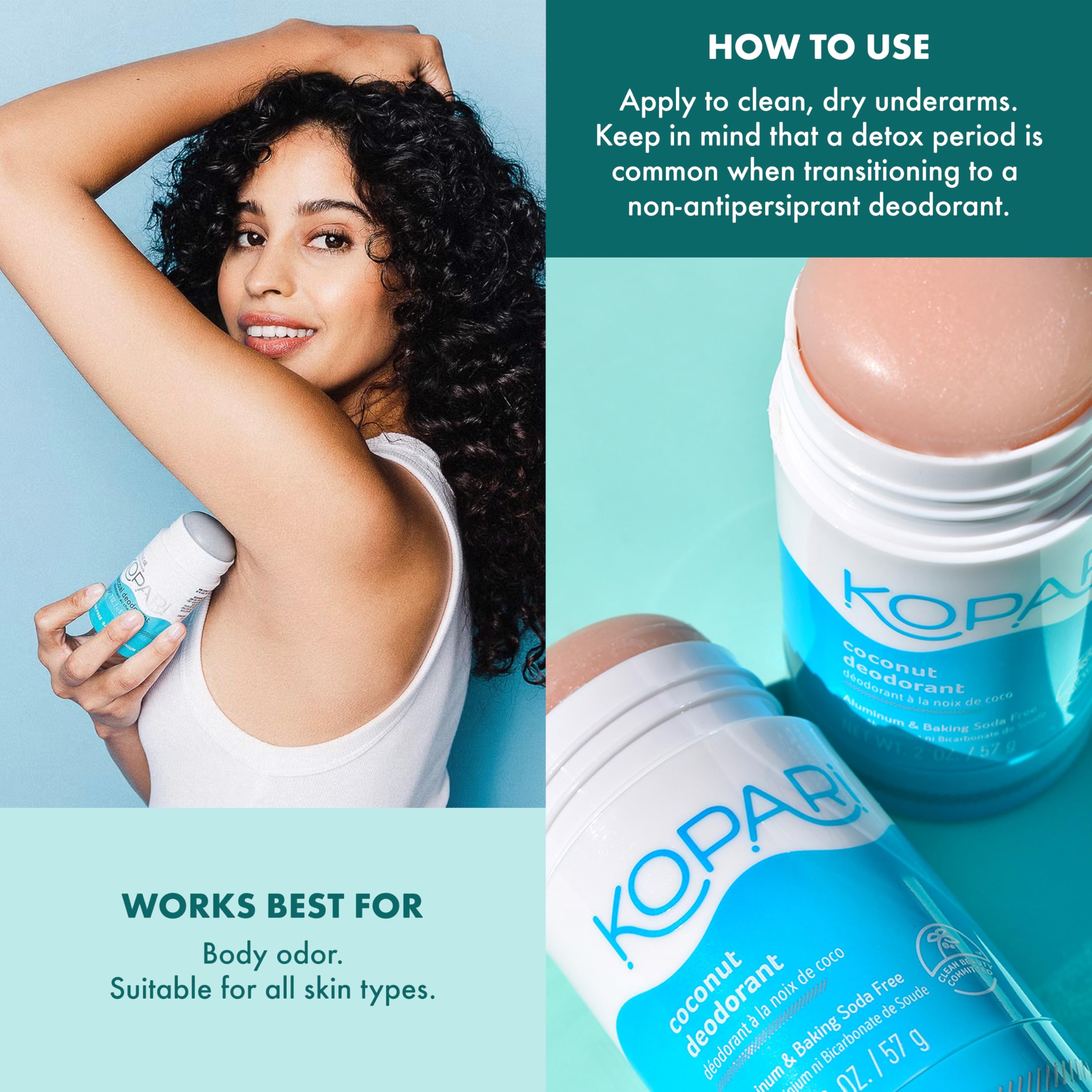 Kopari Deodorant packaging front view showcasing brand and product details.