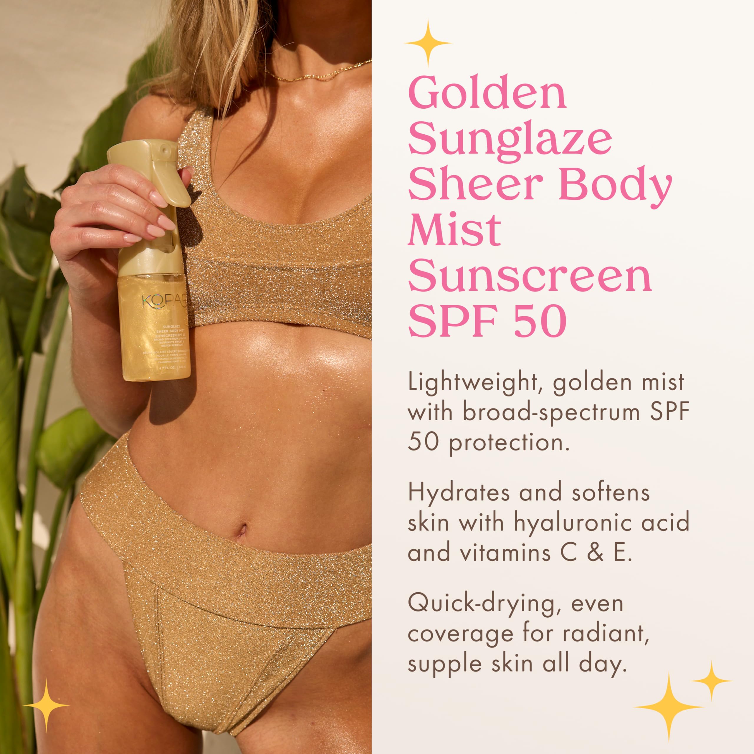 Kopari Golden Sunglaze on a sunlit beach scene