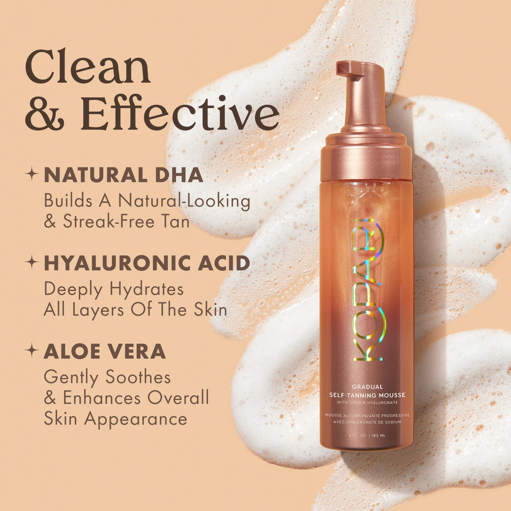 Kopari gradual self-tanning mousse foam close-up showing smooth texture