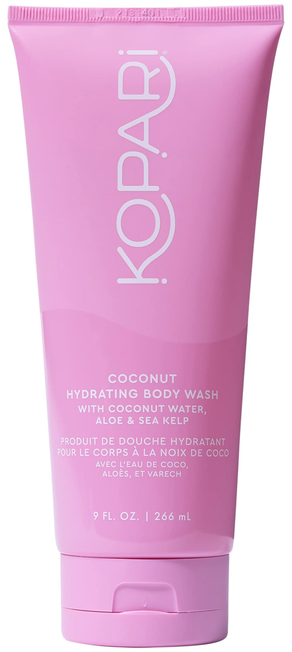 Kopari Hydrating Body Wash bottle shows coconut-based gentle cleanse and hydration
