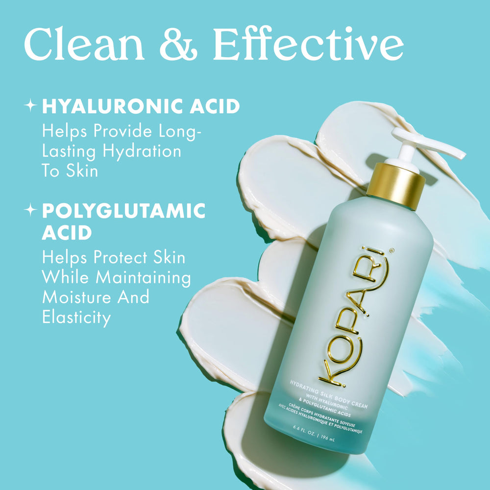 Kopari Hydrating Silk Body Cream ingredients hyaluronic and polyglutamic acids nourish
