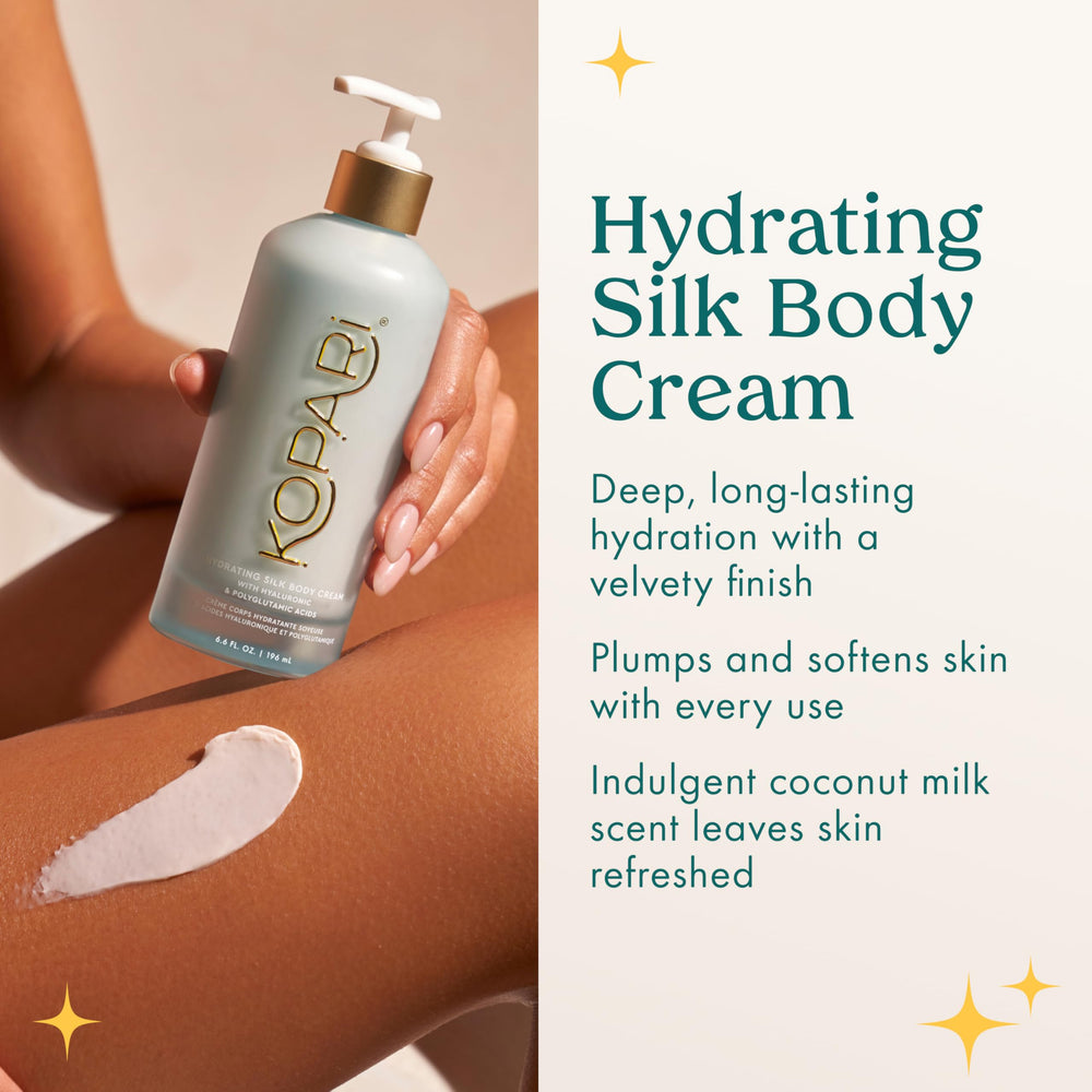 Kopari Hydrating Silk Body Cream coconut milk scent evokes beachy freshness