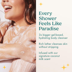 Organic coconut water and aloe visible in Kopari bottle support refreshing hydration.