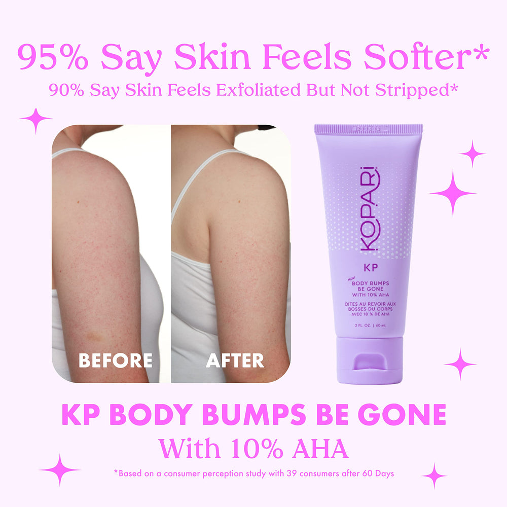 Kopari KP Body Bumps Exfoliator being applied on skin for KP relief