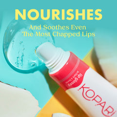 Kopari Lip Glossy application close-up demonstrates smooth glide for moisturized lips.