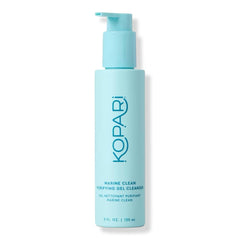 kopari marine-clean purifying-gel-cleanser bottle shows dual-action cleansing for refreshed skin.