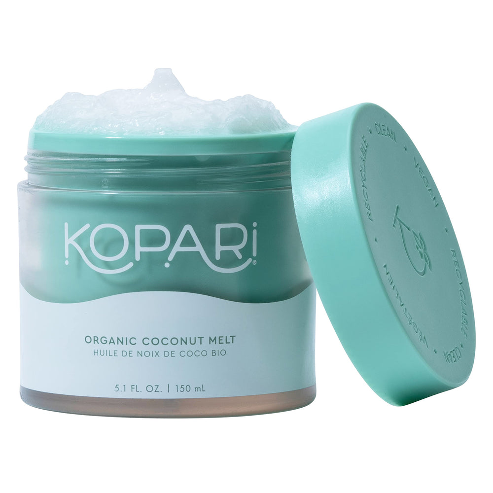 Kopari Organic Coconut Melt bottle pour for all-over moisture on skin and hair