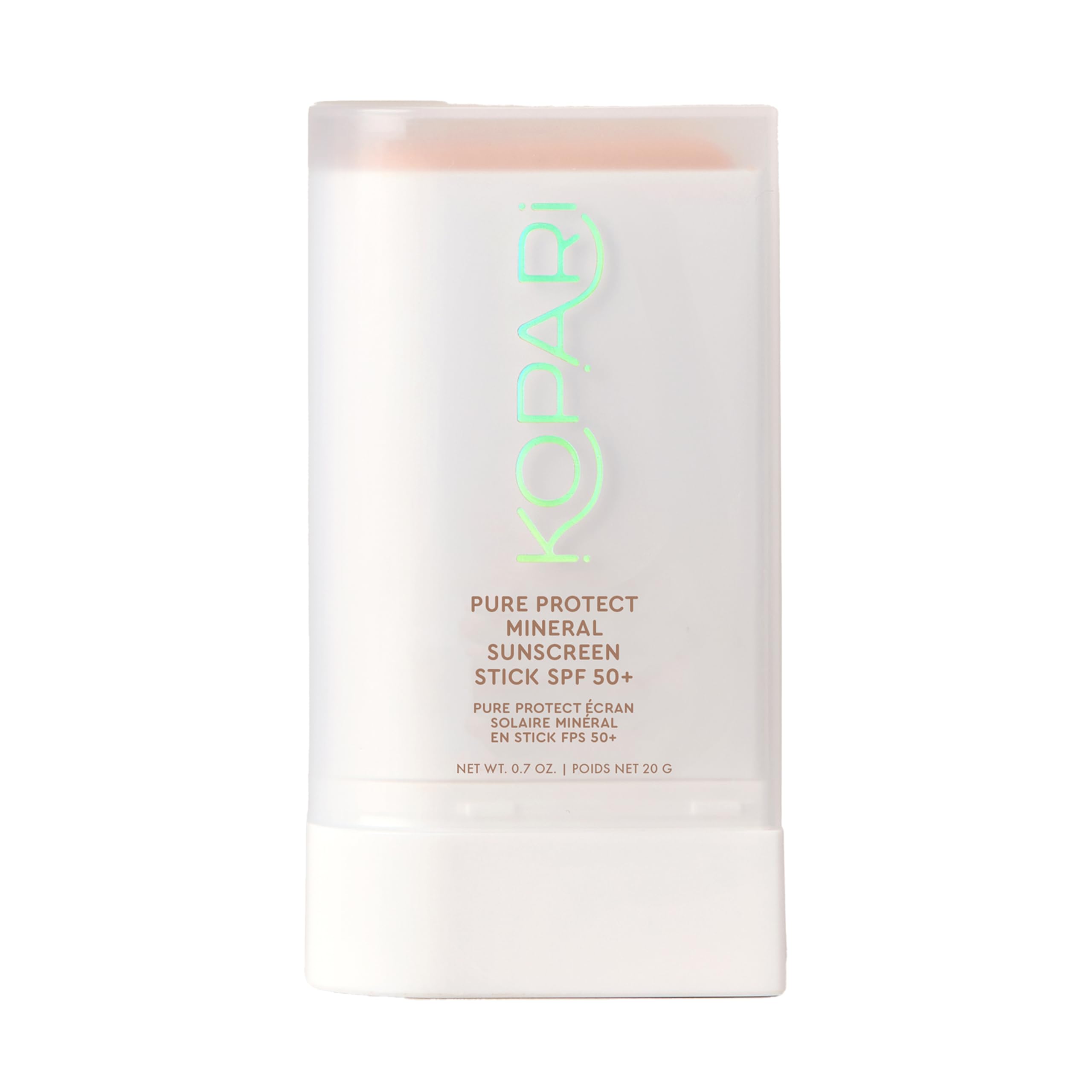 Kopari Pure Protect sunscreen stick applying smoothly for clear face coverage.