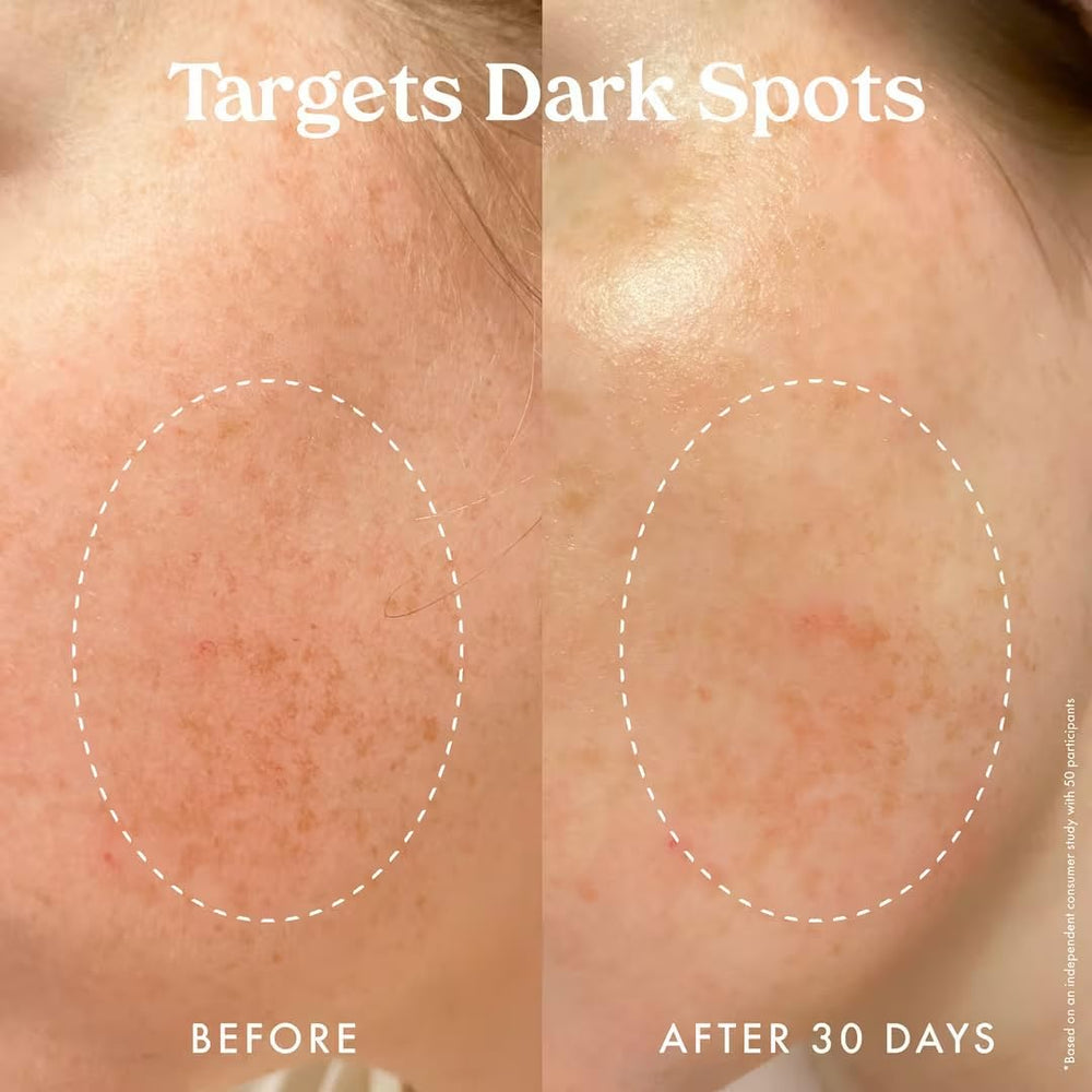 Kopari Star Bright skin glow close-up captures a fresh, radiant complexion during application.