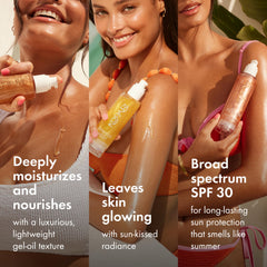 Kopari Sun Shield rose gold shimmer on skin for subtle glow