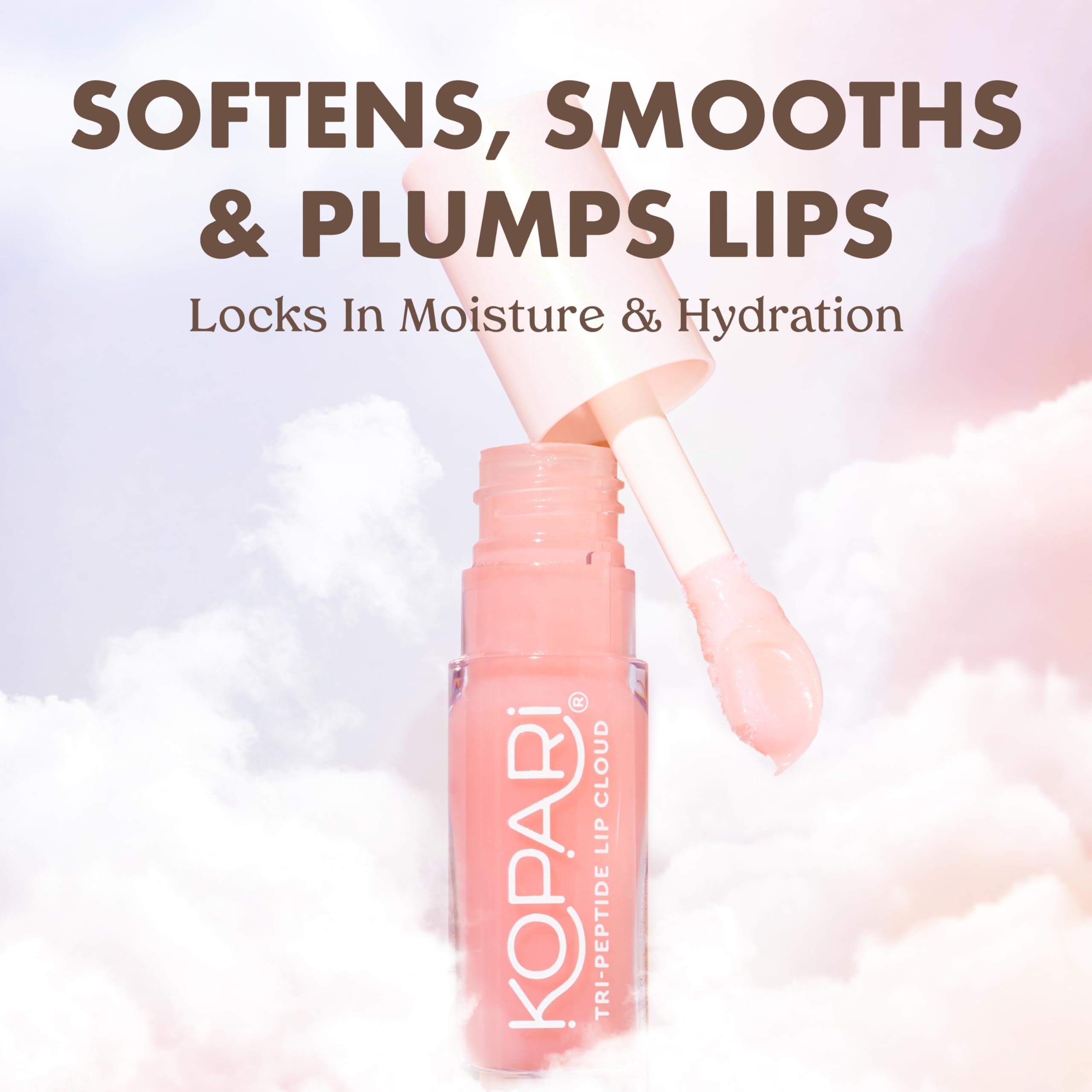 Kopari Lip Cloud swirl close-up shows creamy texture for plump lips.