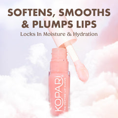 Kopari Lip Cloud swirl close-up shows creamy texture for plump lips.